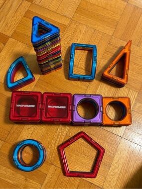 Magformers Magnetic Building Tiles Lot – Approx. 68 Pieces – Genuine